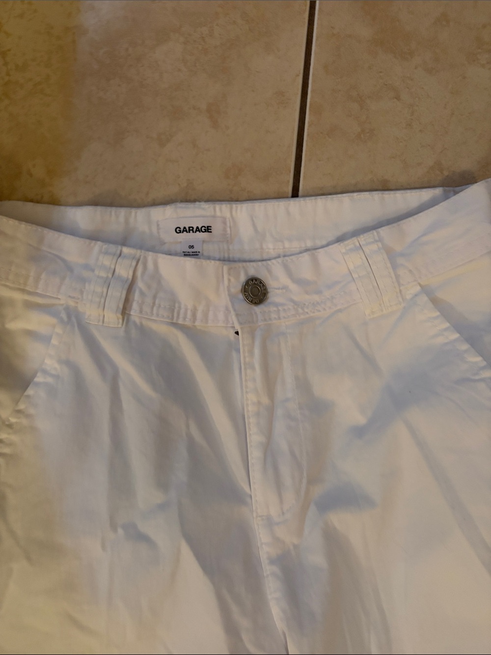 Garage White Button-Front Casual Shorts